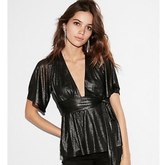 Express Tops - Express metallic wrap top, great for New Years eve